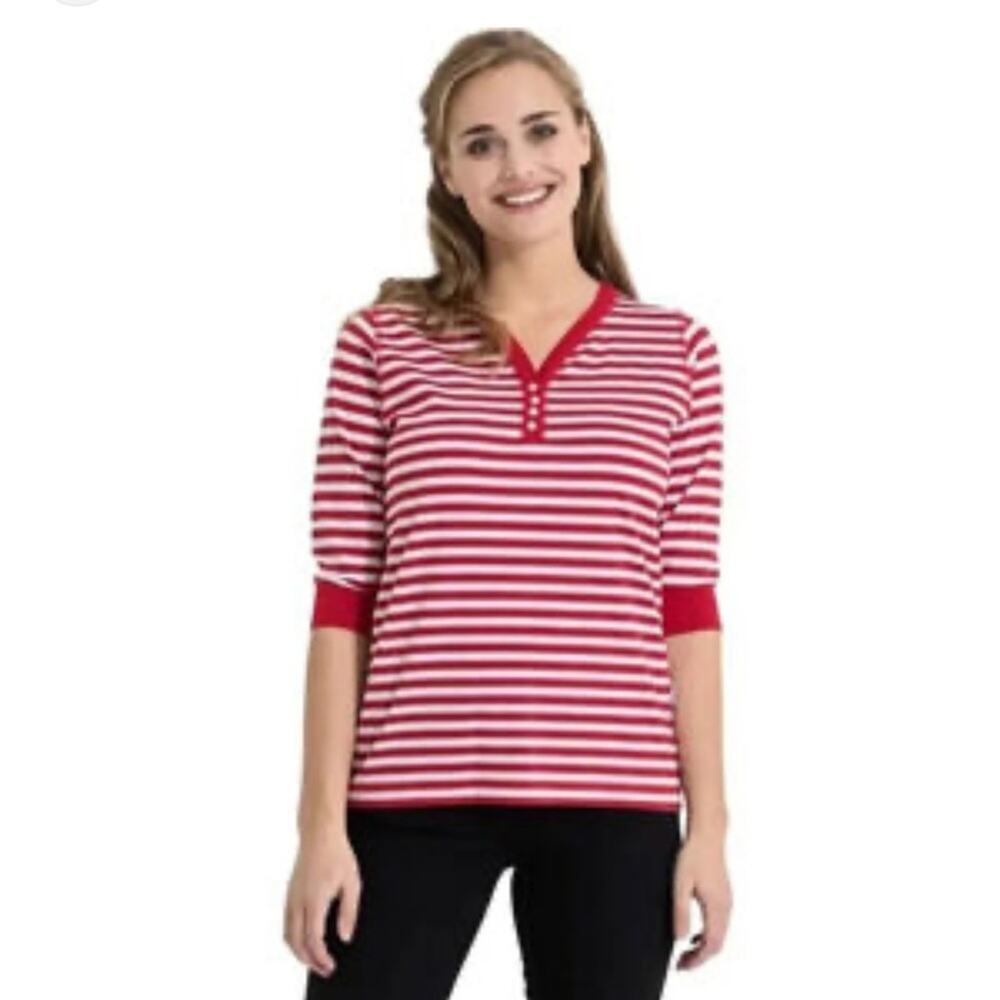 Anne Klein Sport Striped Long Sleeve Tee